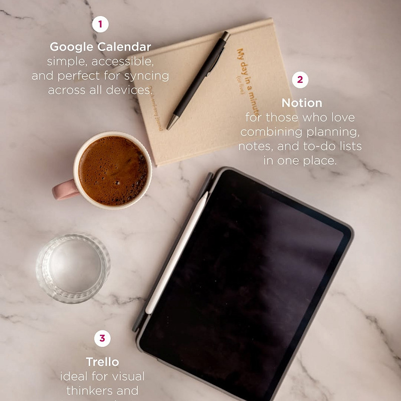 Stay on top of your day and your coffee breaks! ☕️
Here are our Top 3 apps to keep your schedule organized and your mind clear. ☝🏻

Pro tip: Block out a daily “coffee moment” in your calendar because productivity works best with a sip of something...