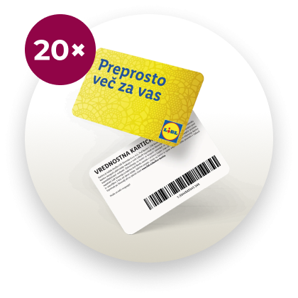 20x Lidlova vrednostna kartica v vrednosti 100€